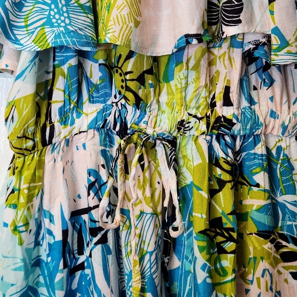 ATMOSPHERE Tropical Floral Off shoulder Cinched Tie Waist Maxi Dress Size 6 - Picture 6 of 16